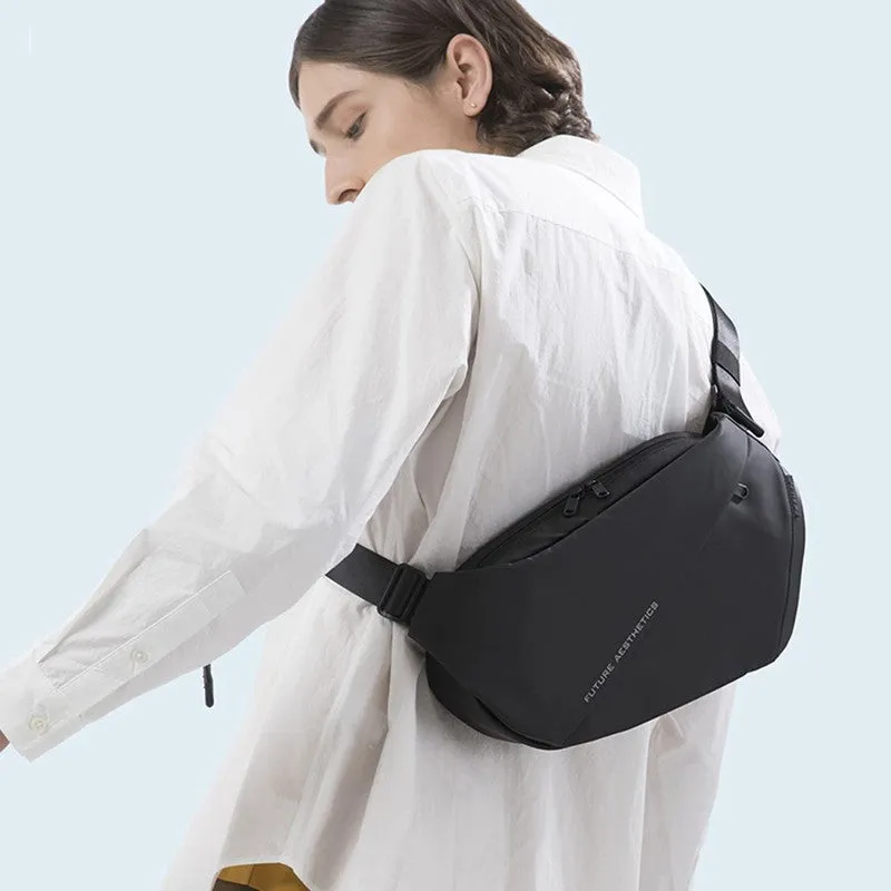 THE CLOWNFISH Water Resistant Polyester Unisex Travel Crossbody Sling Bag Chest Pack (Black)