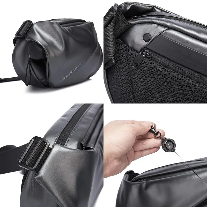 THE CLOWNFISH Water Resistant Polyester Unisex Travel Crossbody Sling Bag Chest Pack (Black)