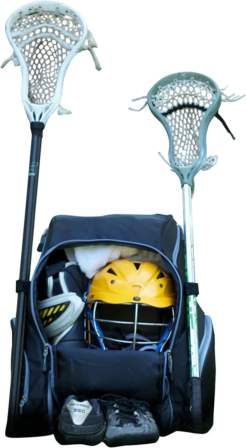 Throwback Gametime Pack XL Multisport Athlete Backpack with Cooler Includes Holders for Bats, Lacrosse & Field Hockey sticks, Tennis rackets or space for all your soccer gear   Separate Shoe