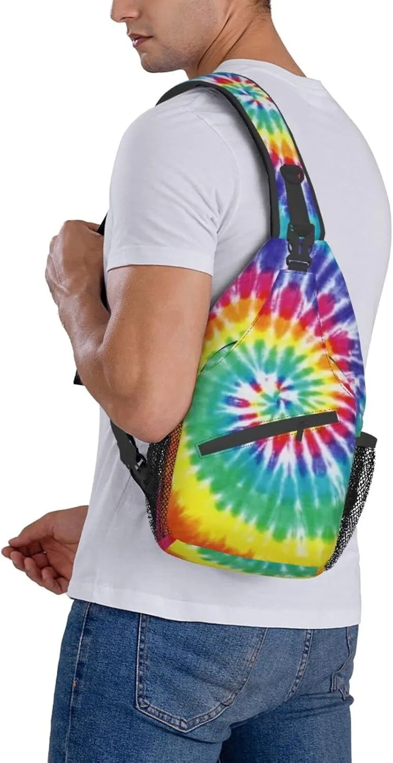 Tie Dye Sling Bag Crossbody Travel Hiking Backpack Daypack for Women Men Unisex，Shoulder Chest Bags Cycling Gym One Size