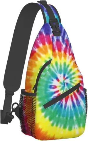 Tie Dye Sling Bag Crossbody Travel Hiking Backpack Daypack for Women Men Unisex，Shoulder Chest Bags Cycling Gym One Size