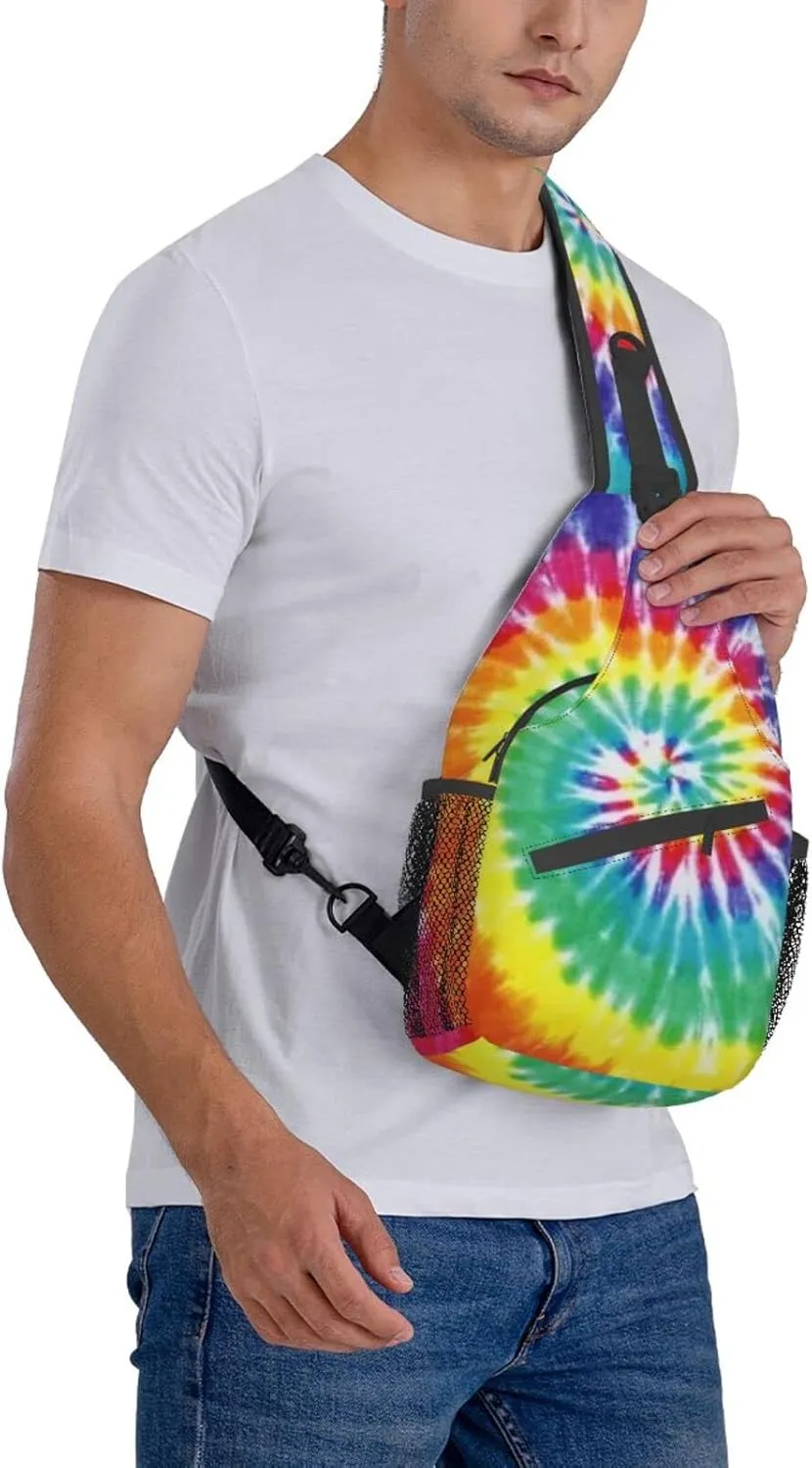Tie Dye Sling Bag Crossbody Travel Hiking Backpack Daypack for Women Men Unisex，Shoulder Chest Bags Cycling Gym One Size