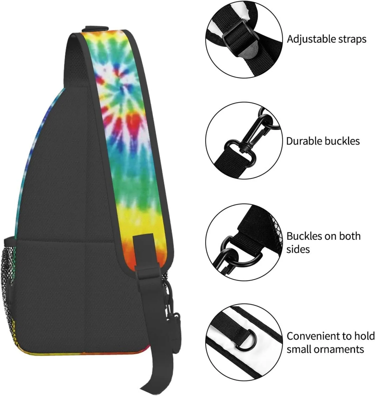 Tie Dye Sling Bag Crossbody Travel Hiking Backpack Daypack for Women Men Unisex，Shoulder Chest Bags Cycling Gym One Size