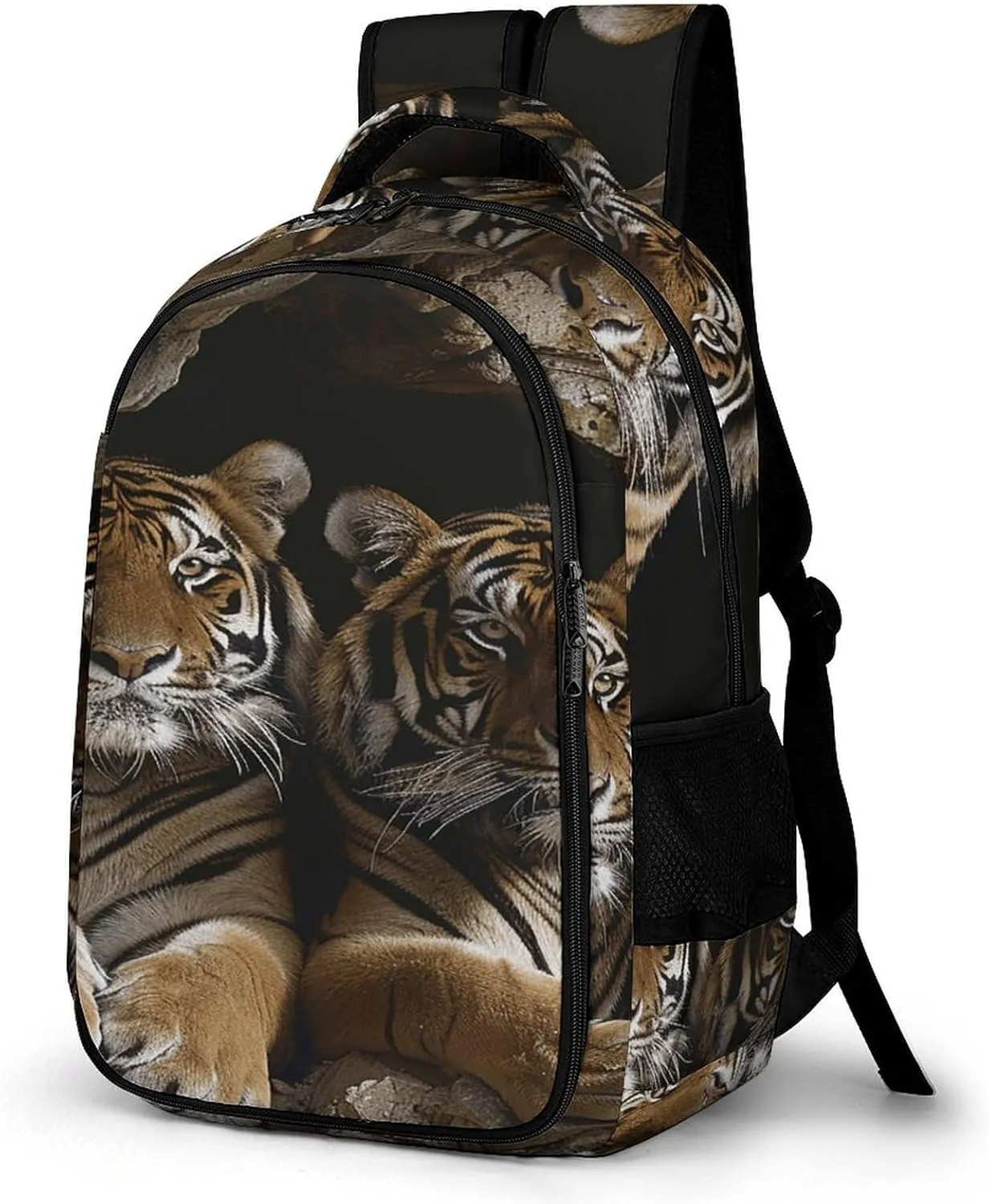 Tiger in Cave Travel Backpack Adjustable Computer Bag Casual Travel Daypack Satchel Backpack Unisex