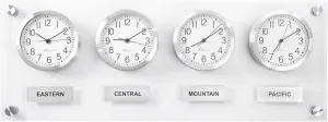 Time Zone Clock - Elegant Modern Mondial Wall Clock - Silent Non Ticking - Quartz Analog Battery Operated - Multiple City/Country/Region/World Clock - Easy Install - 32 Inch x 12 Inch