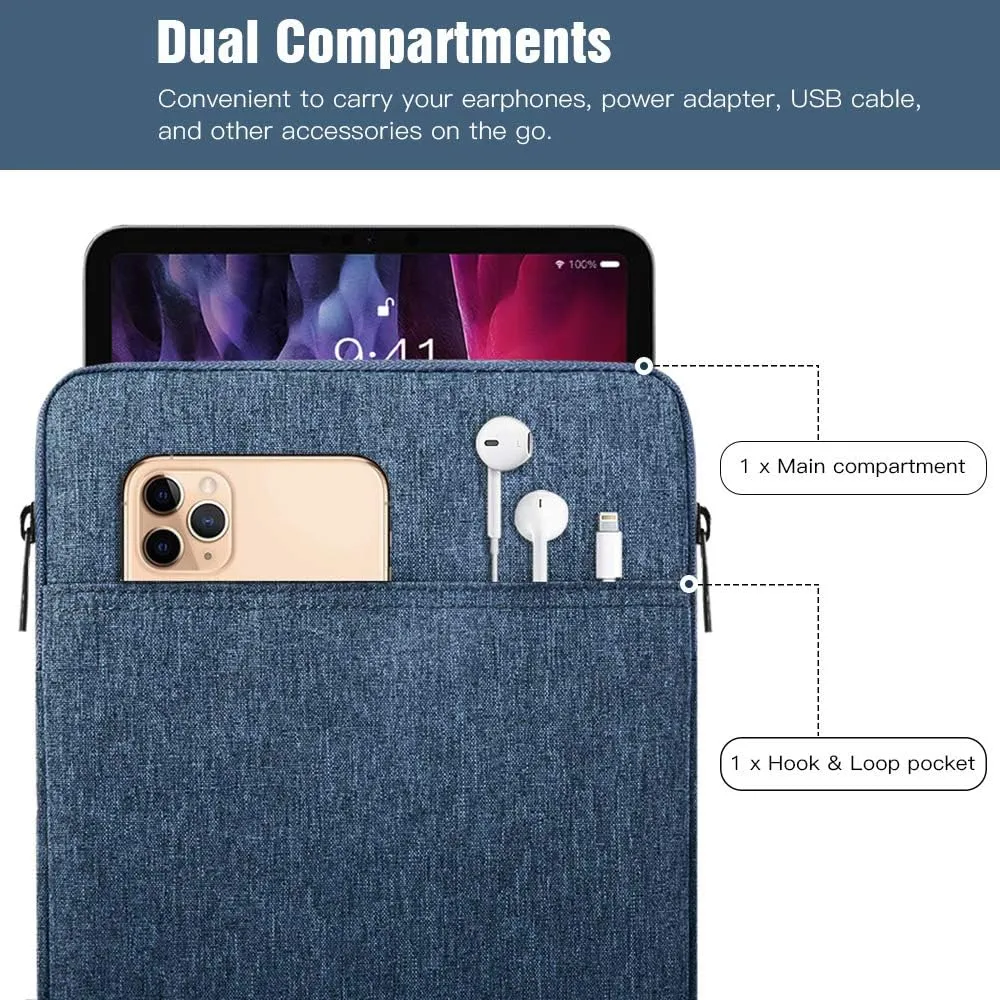 TiMOVO 9-11" Tablet Sleeve Bag for iPad 11-inch A16 2025, iPad 10th Gen. 10.9", iPad 10.2", iPad Air 11 Inch/5th/4th Gen. 10.9", Galaxy Tab A9 Plus 11", Protective Bag Fit Smart Keyboard, Blue
