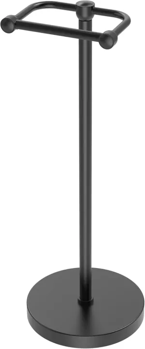 Toilet Paper Holder Stand, Modern Bathroom Free Standing Toilet Paper Roll Holder, Stainless Steel Tissue Rack, Rust-Proof & Heavy Stable Base (Matte Black)
