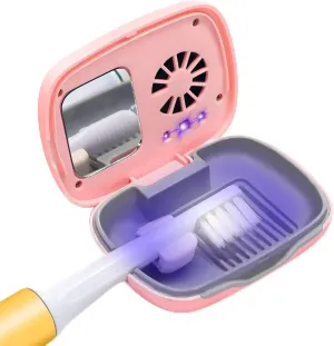 Toothbrush Travel Cover, Toothbrush Travel Case With Air Drying Function, Rechargeable Portable Toothbrush Travel Container with Holder for Household and Travel - pink