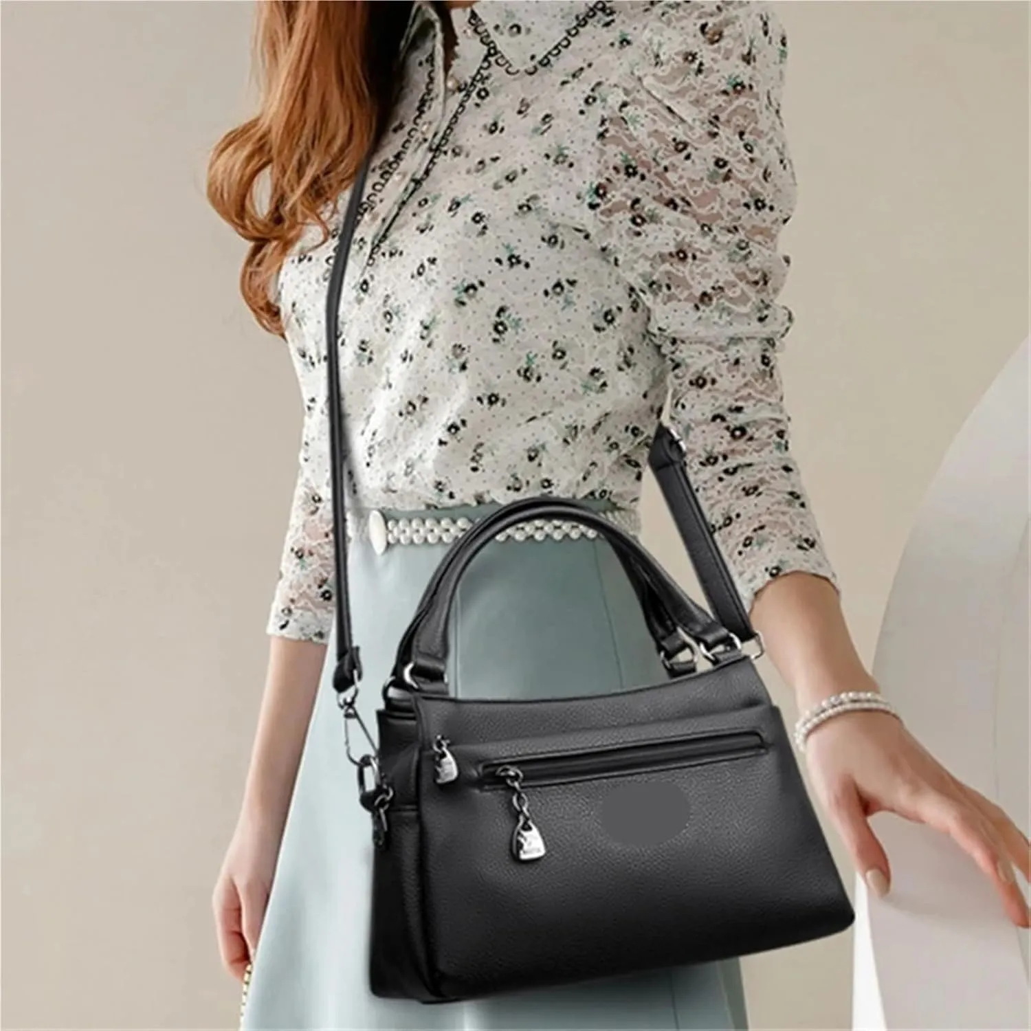 Top Layer Cowhide Handbag Solid Color Designer Women's Crossbody Bags Exquisite Hardware Shoulder Bags