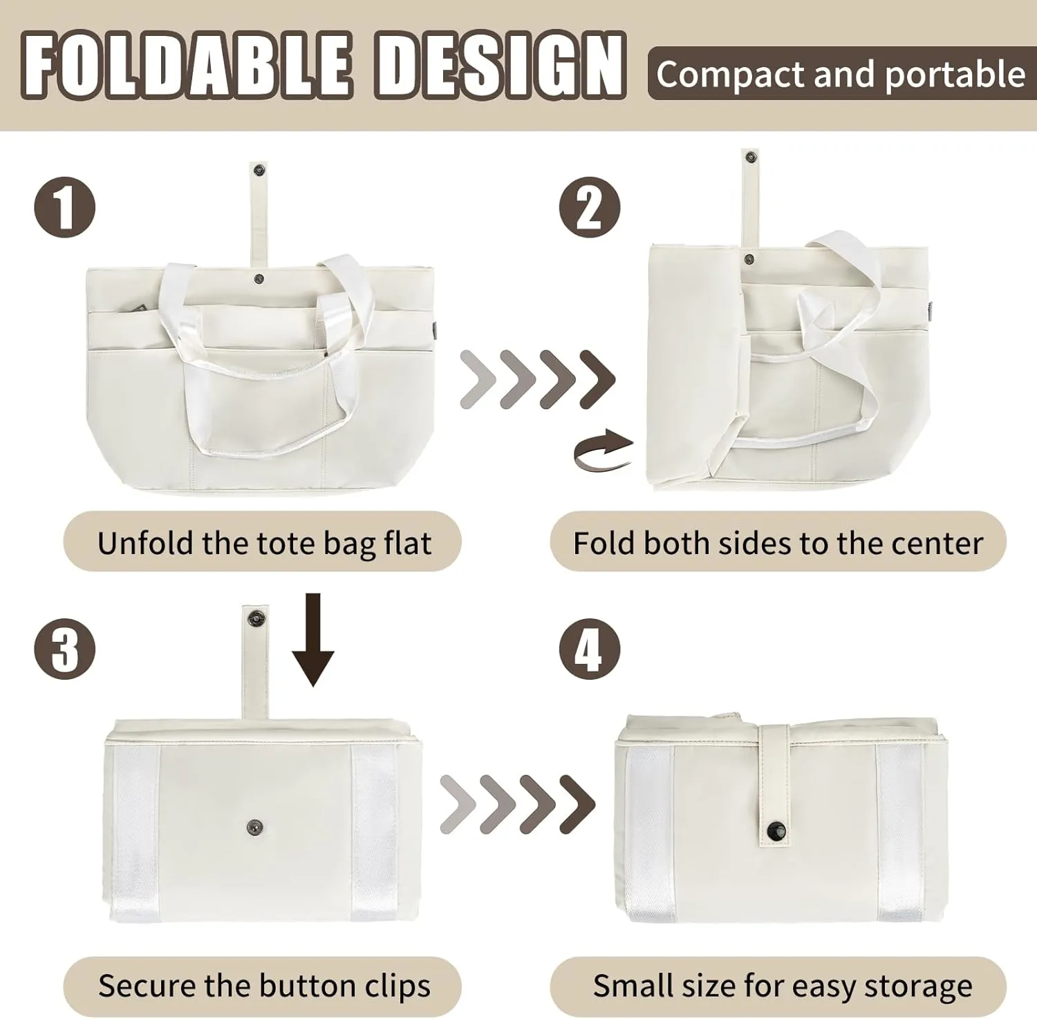 TORIBIO Tote Bag for Women, Foldable Large Tote Bag Shoulder Bag Handbag Utility Tote for Travel, Work