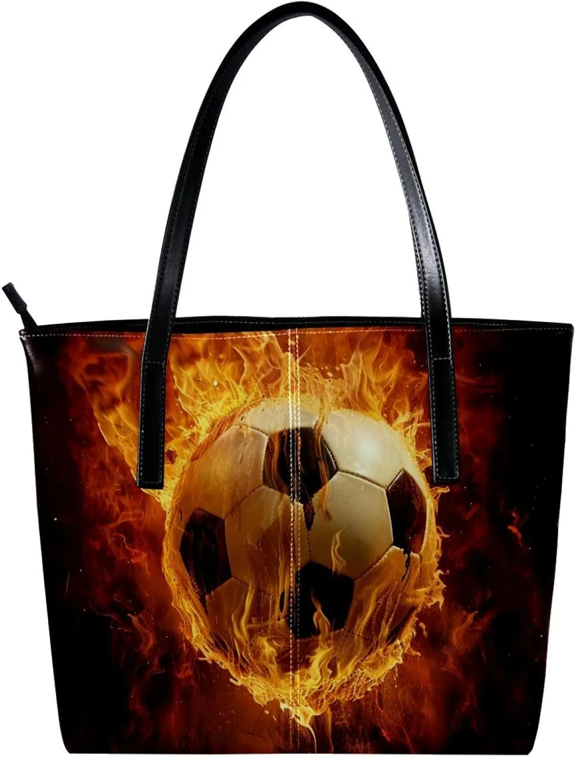 Tote Bag for Women, Large Tote Bag, Tote Bag with Zipper, Modern Flame Football, Womens Tote Bags for Work
