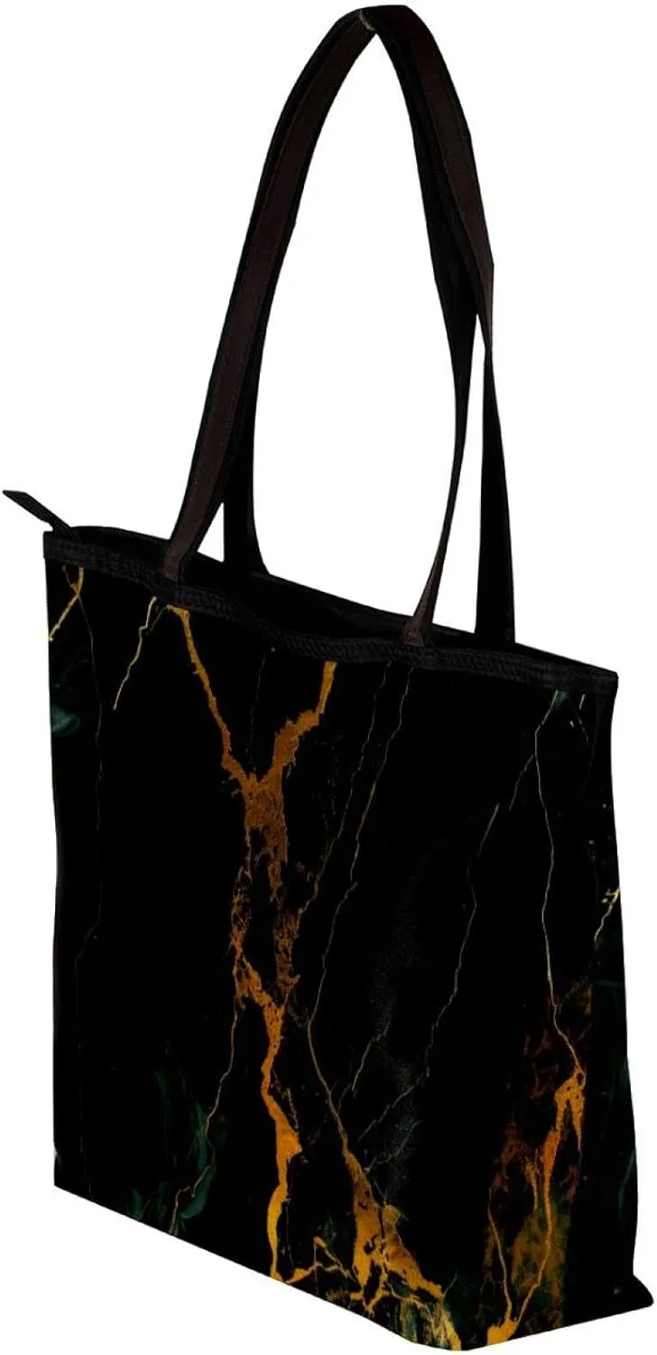 Tote Bag, Large Tote Bag, Women's Tote Handbags, Modern Minimalist Black Gold Marble Pattern, Womens Tote Bags for Work