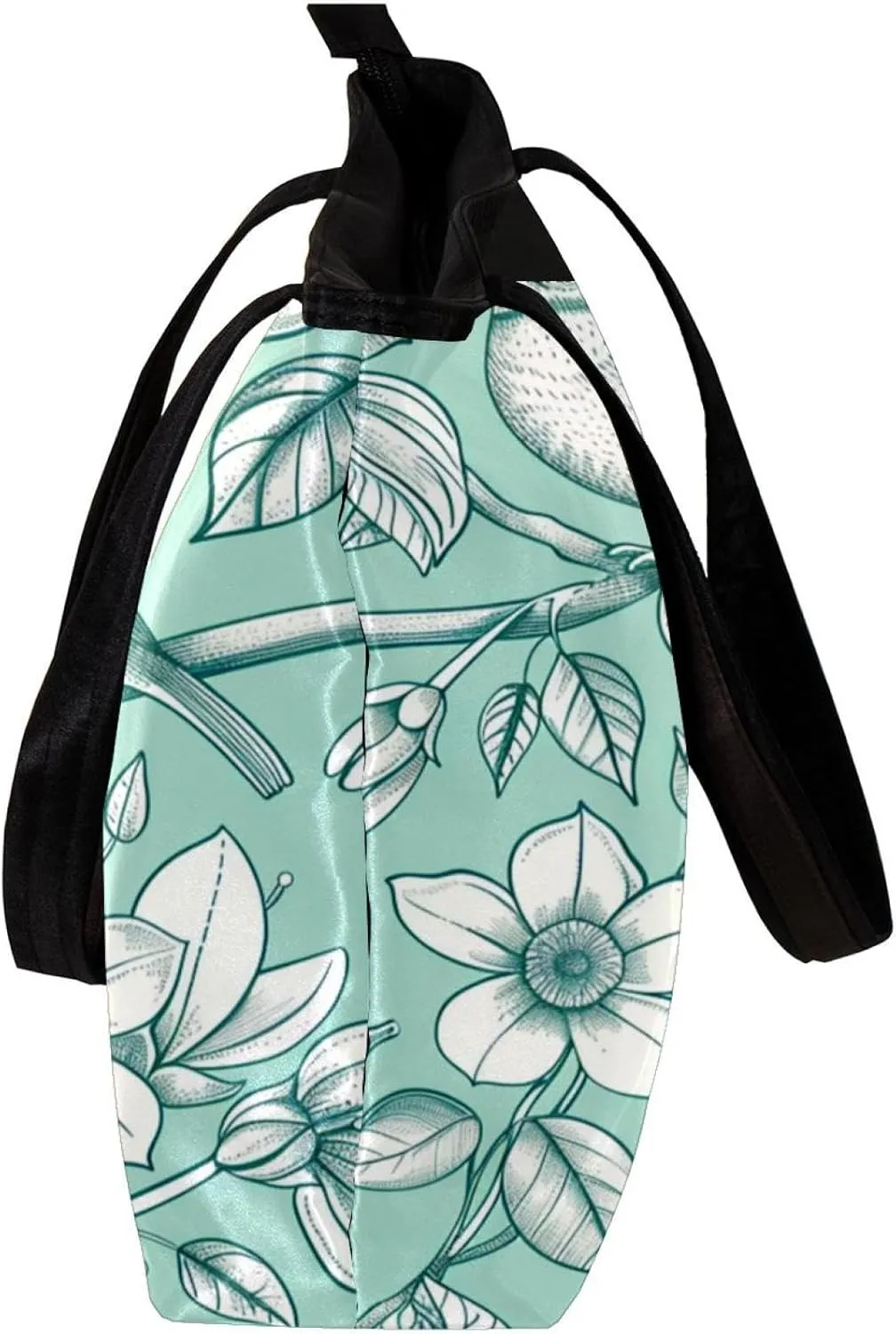 Tote Bag, Large Tote Bags for Women, Tote Bag with Zipper, Modern Flower Butterfly Hummingbird Vintage Art, Womens Tote Bag