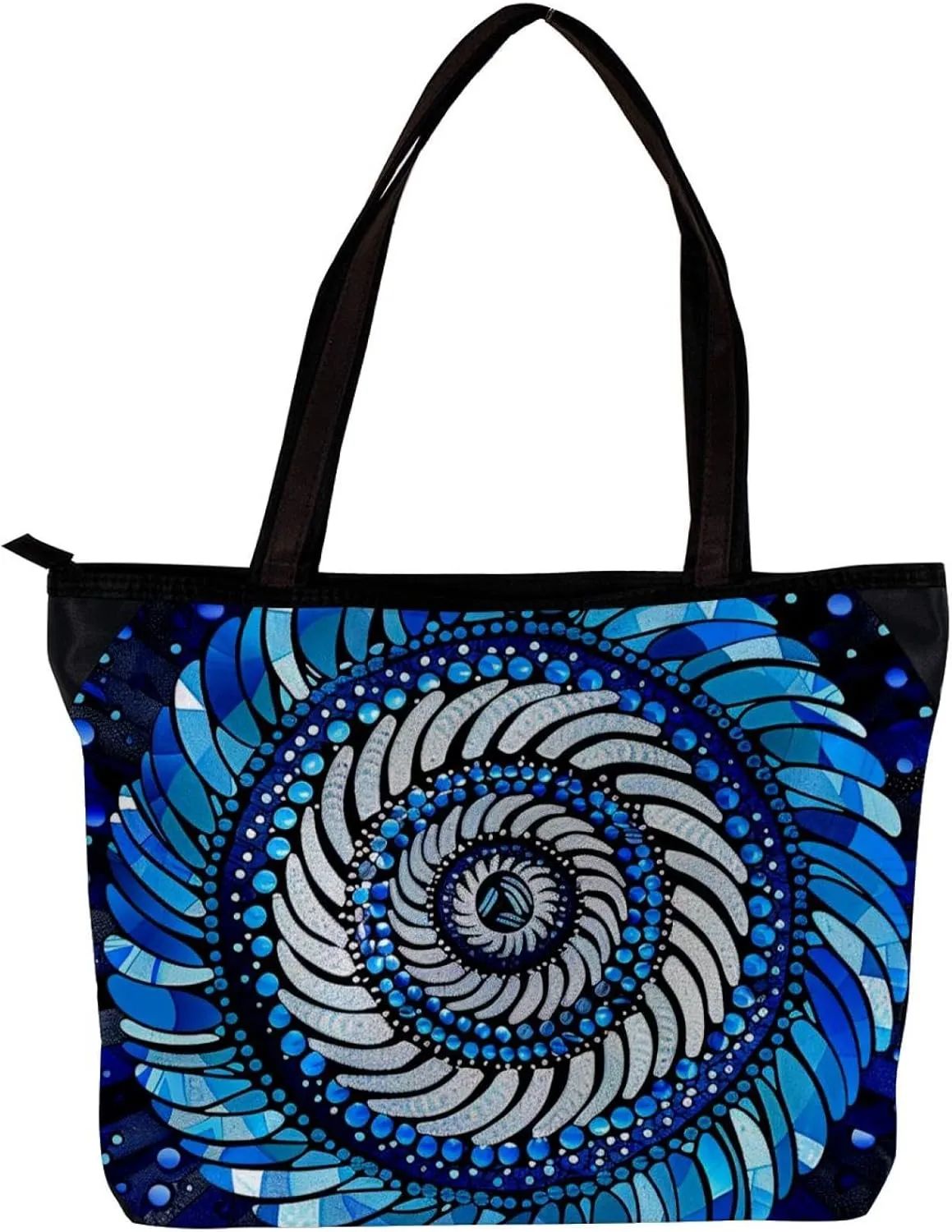 Tote Bag, Large Tote Bags for Women, Tote Bag with Zipper, Modern Flower Butterfly Hummingbird Vintage Art, Womens Tote Bag