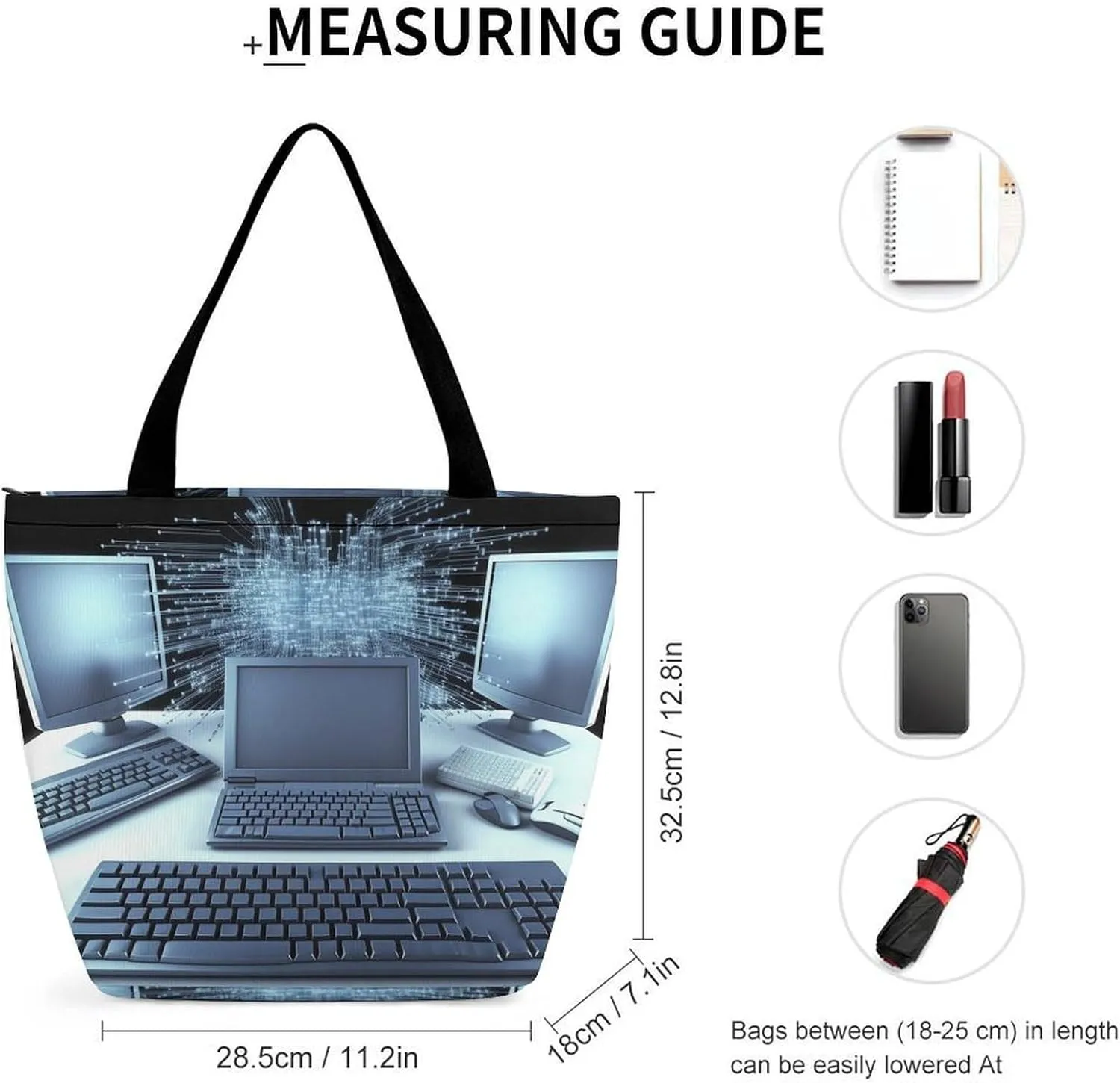 Tote Bag Reusable Grocery Bag with Zipper Cute Fox Women Shopping Bag Large Handbag for Work Travel
