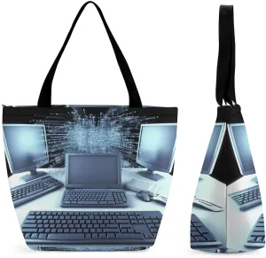 Tote Bag Reusable Grocery Bag with Zipper Cute Fox Women Shopping Bag Large Handbag for Work Travel