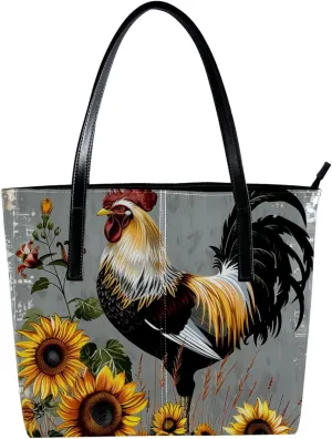 Tote Bags, Large Tote Bag, Tote Bag with Zipper, Sunflower Geometric Pattern Modern, Tote Bags Women