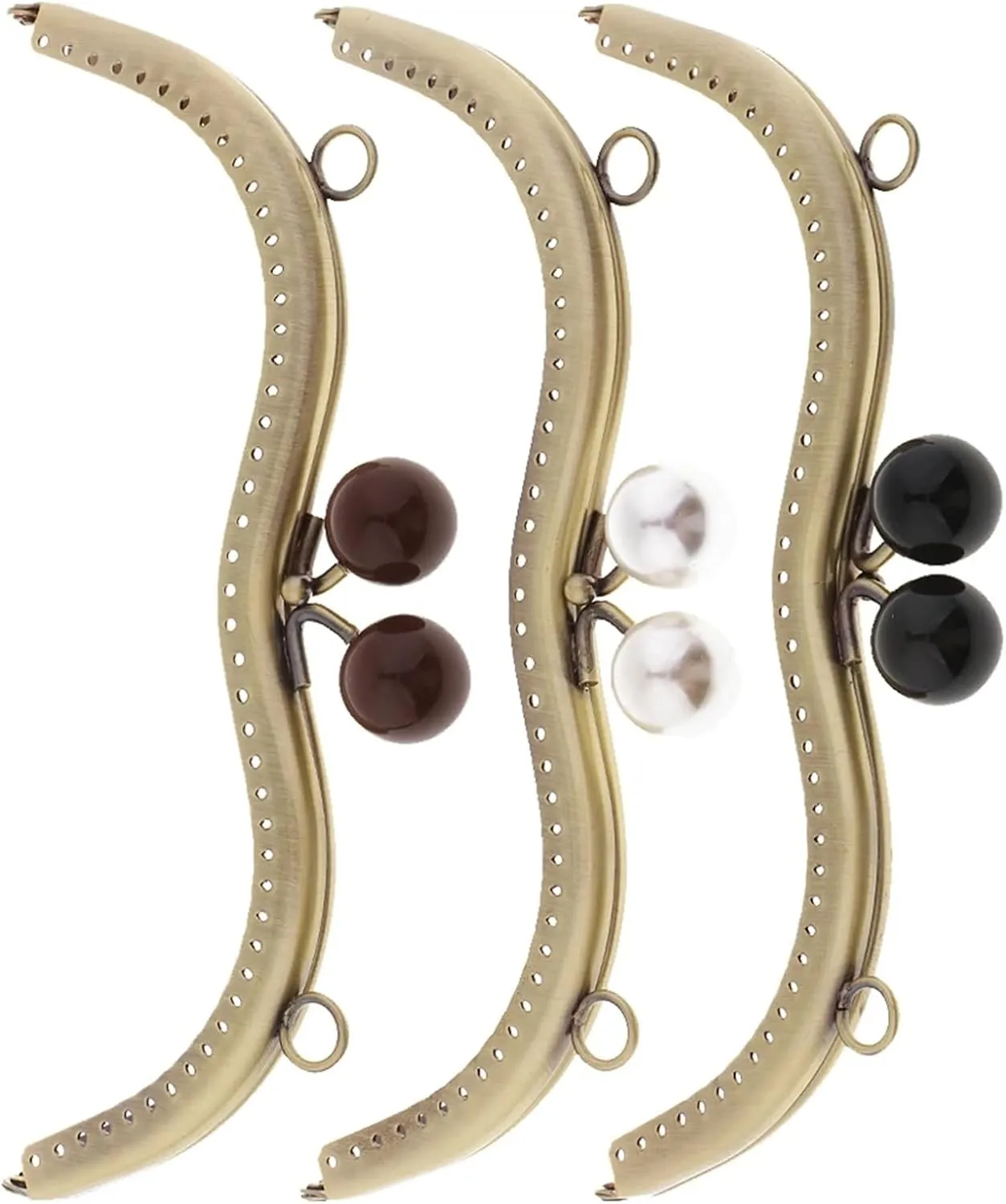 Tote Purse Pressed Flower Metal hasp Lock， Metal Purse Frame Metal Frame Kiss Clasp Lock Arch for Sewing Handbag Purse Coin Bag 19cm 443(Brown)(Brown)
