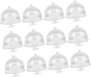 TOYANDONA 60pcs Miniature Dessert Dome Cover Cake Holders for Dolls House Display Cute Mini Cake Stands with Smooth Decorative Accessories for Miniature Scenes