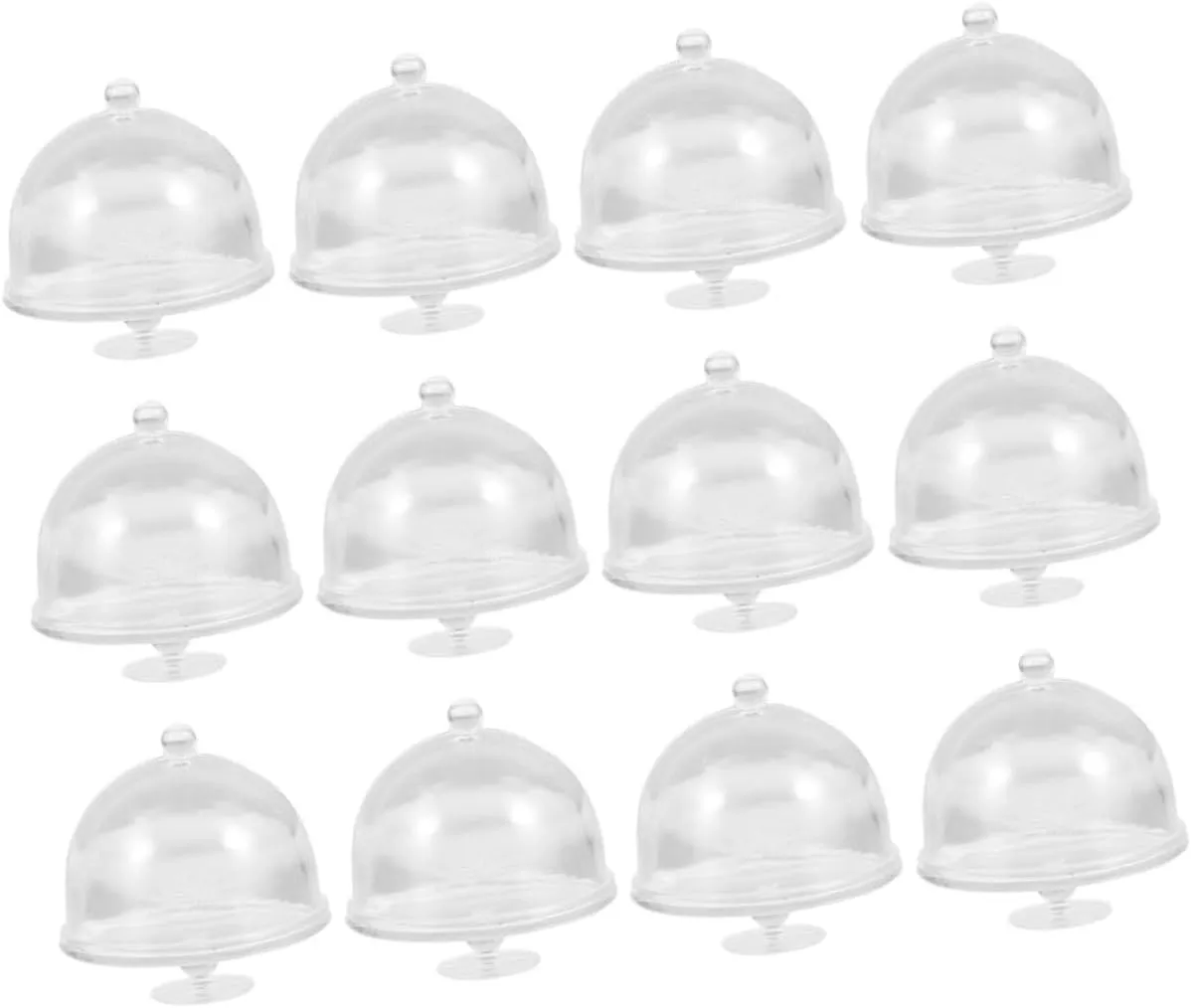 TOYANDONA 60pcs Miniature Dessert Dome Cover Cake Holders for Dolls House Display Cute Mini Cake Stands with Smooth Decorative Accessories for Miniature Scenes