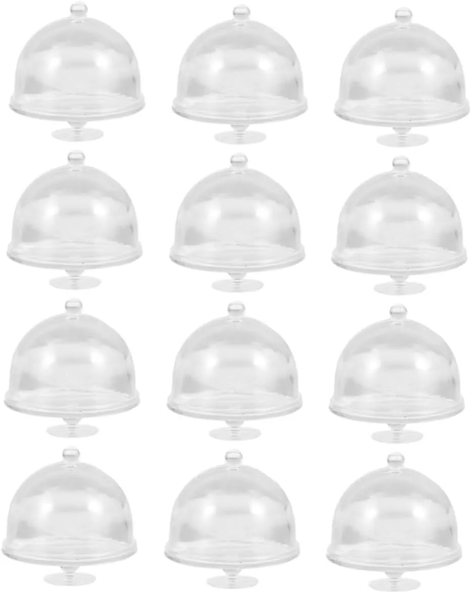 TOYANDONA 60pcs Miniature Dessert Dome Cover Cake Holders for Dolls House Display Cute Mini Cake Stands with Smooth Decorative Accessories for Miniature Scenes