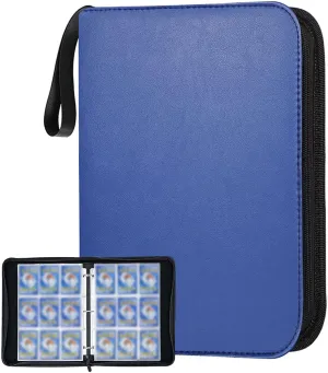 Trading Card Binder 900 Pockets, 9-Pocket Collection Binder with 50 Pcs Removable Sleeves, Blue Card Holder with Zipper & Handle, Multi-use Photo Organizer
