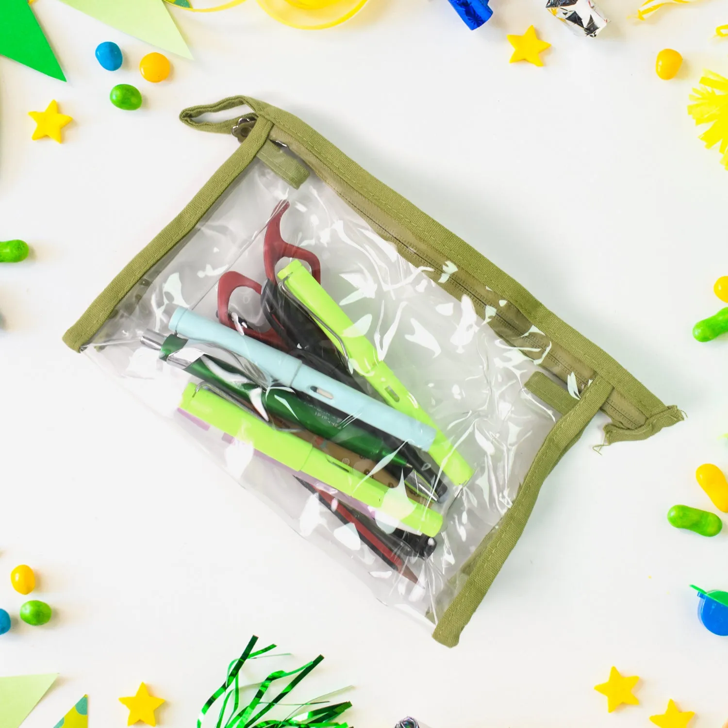 Transparent Zipper Pouch for Stationery (1 Pc)