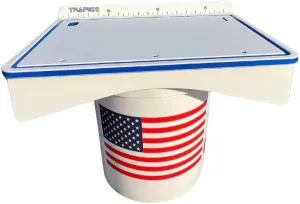 TRAPSKI Made in the USA | Common or Premium Bucket Raised Fillet Cutting Board Table | 1/2 inch Thick HDPE UV Protected | Non-Skid or Mark Rubber Feet (White/Blue, 18" Wx13 Dx5 H)