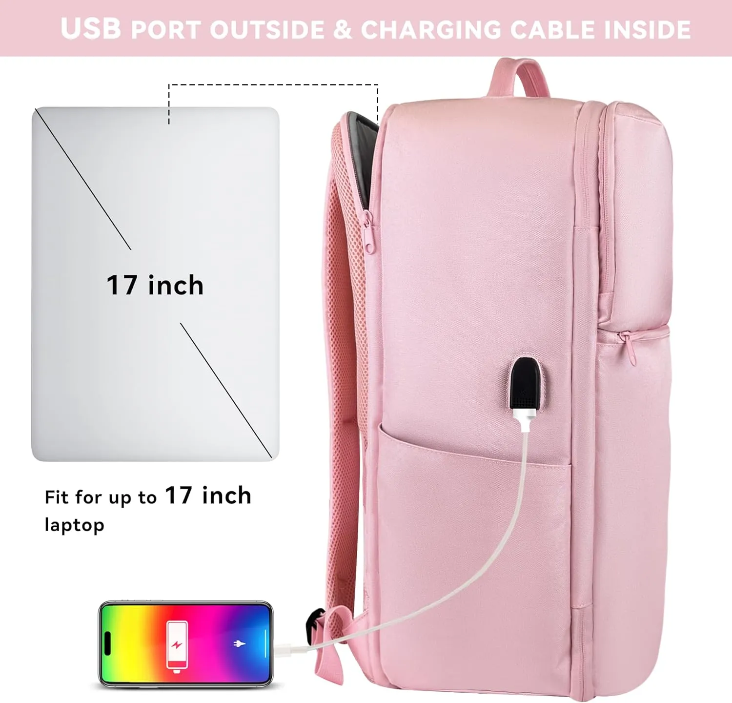 Travel Backpack for Women, 40L Carry on Travel Backpack Flight Approved, Personal Item Travel Bag with USB Charging Port and Shoe Pouch, Casual Daypack for Weekender Business and Hiking