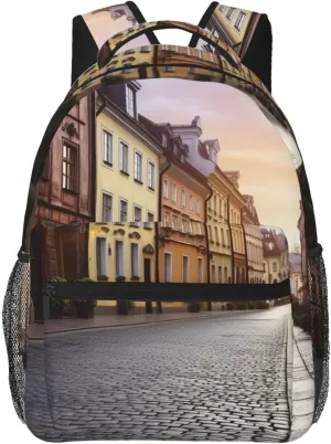 Travel Backpack for Women Men Poland's Historic Center Street Laptop Backpack Large College Bag Waterproof Casual Daypack