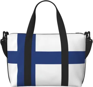 Travel Duffle Bag Weekender Bag Carry On Tote Bag Sport Gym Bag for Women Men Finnish flag Print