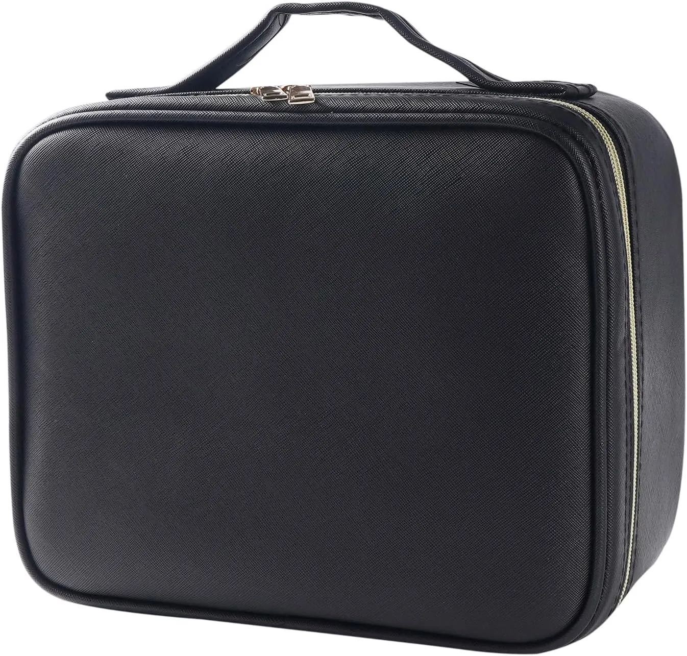 Travel Makeup Bag With LED Mirror, Cosmetic Train Case with Light up Mirror, Portable Makeup Artist Organizer Bag with Adjustable Dividers, Makeup Brush Holder Storage, Black