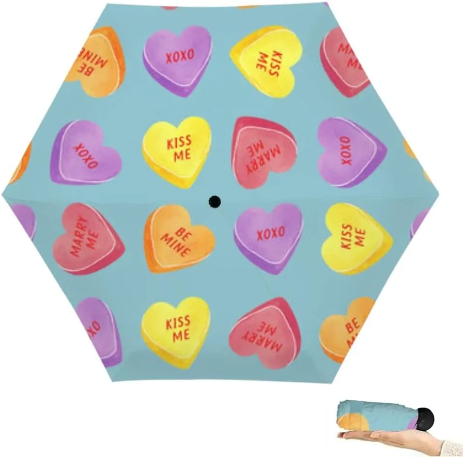 Travel Umbrella for Rain Windproof Lips Doodle lip kiss Retro fashion glamour print Cute Portable Compact Mini Umbrella for Women Purse Backpack Car Black Sun UV Protection