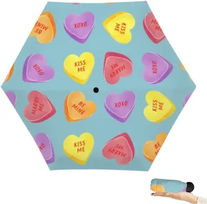 Travel Umbrella for Rain Windproof Lips Doodle lip kiss Retro fashion glamour print Cute Portable Compact Mini Umbrella for Women Purse Backpack Car Black Sun UV Protection