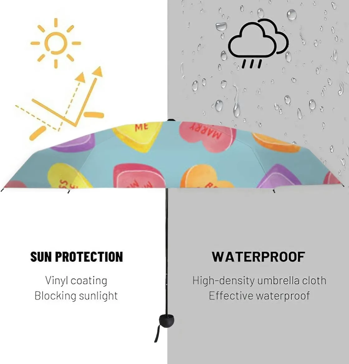 Travel Umbrella for Rain Windproof Lips Doodle lip kiss Retro fashion glamour print Cute Portable Compact Mini Umbrella for Women Purse Backpack Car Black Sun UV Protection
