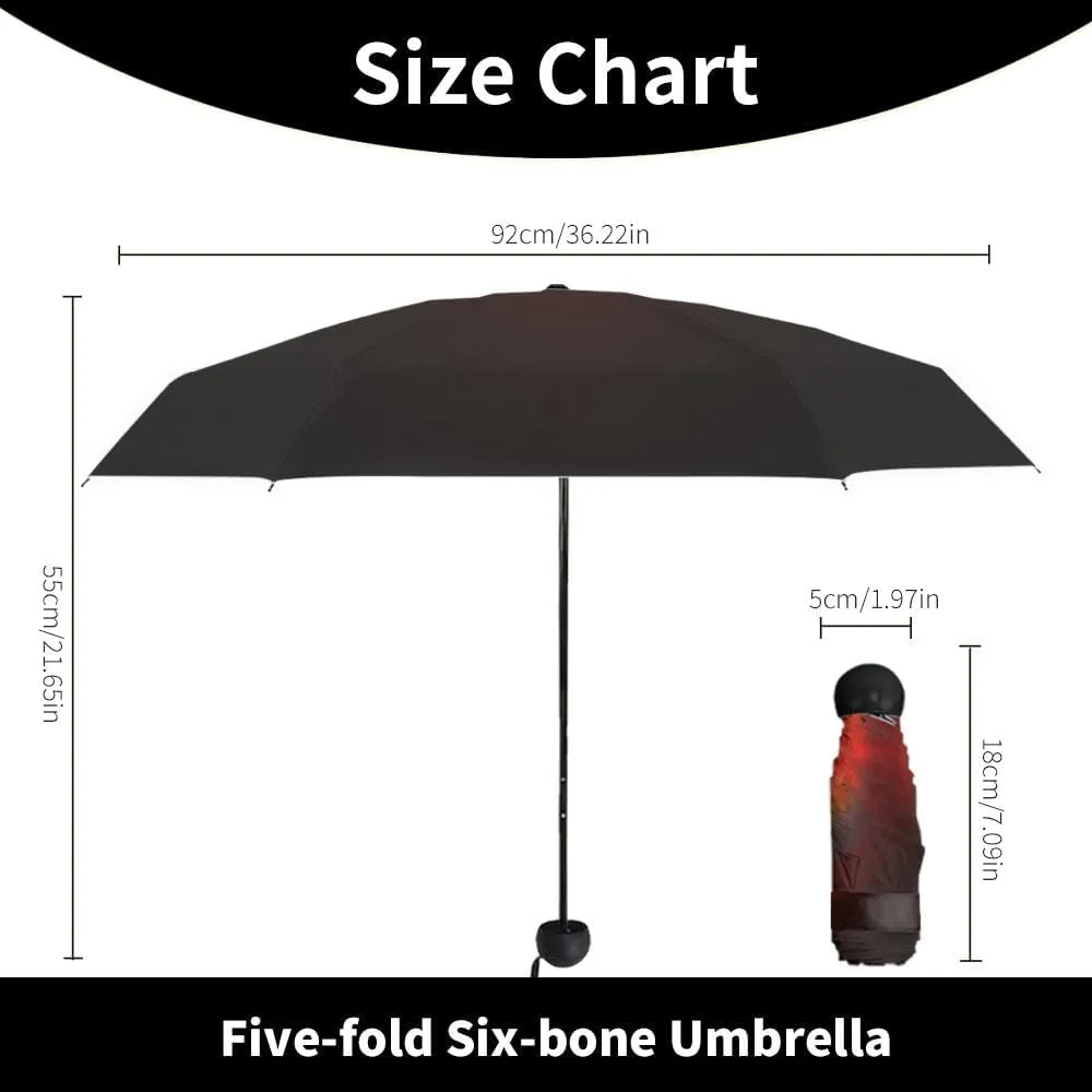 Travel Umbrella for Rain Windproof Majestic view sea and moon at night Cute Portable Compact Mini Umbrella for Women Purse Backpack Car Black Sun UV Protection