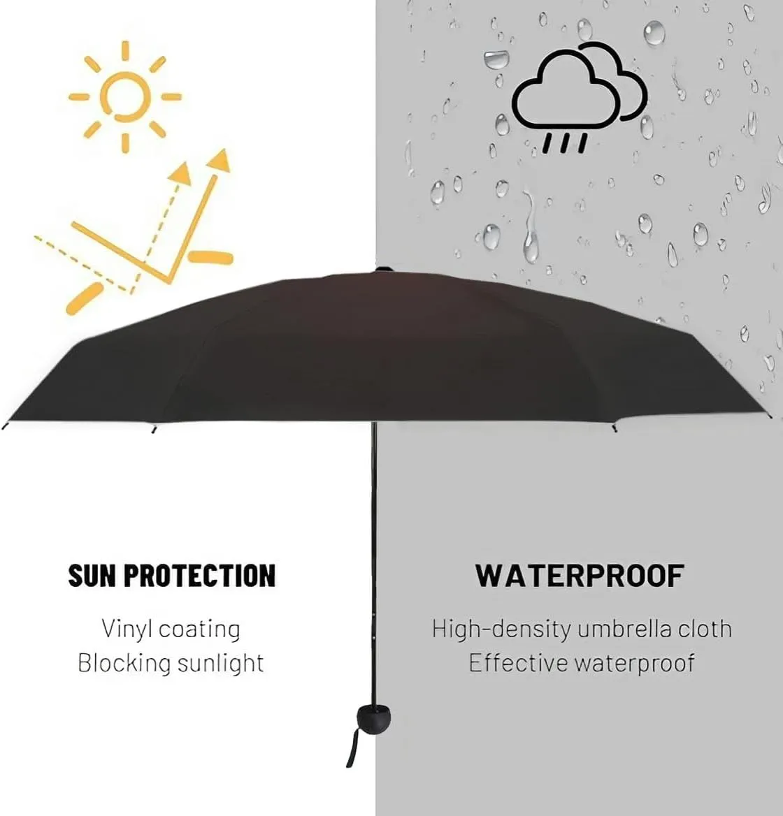 Travel Umbrella for Rain Windproof Majestic view sea and moon at night Cute Portable Compact Mini Umbrella for Women Purse Backpack Car Black Sun UV Protection