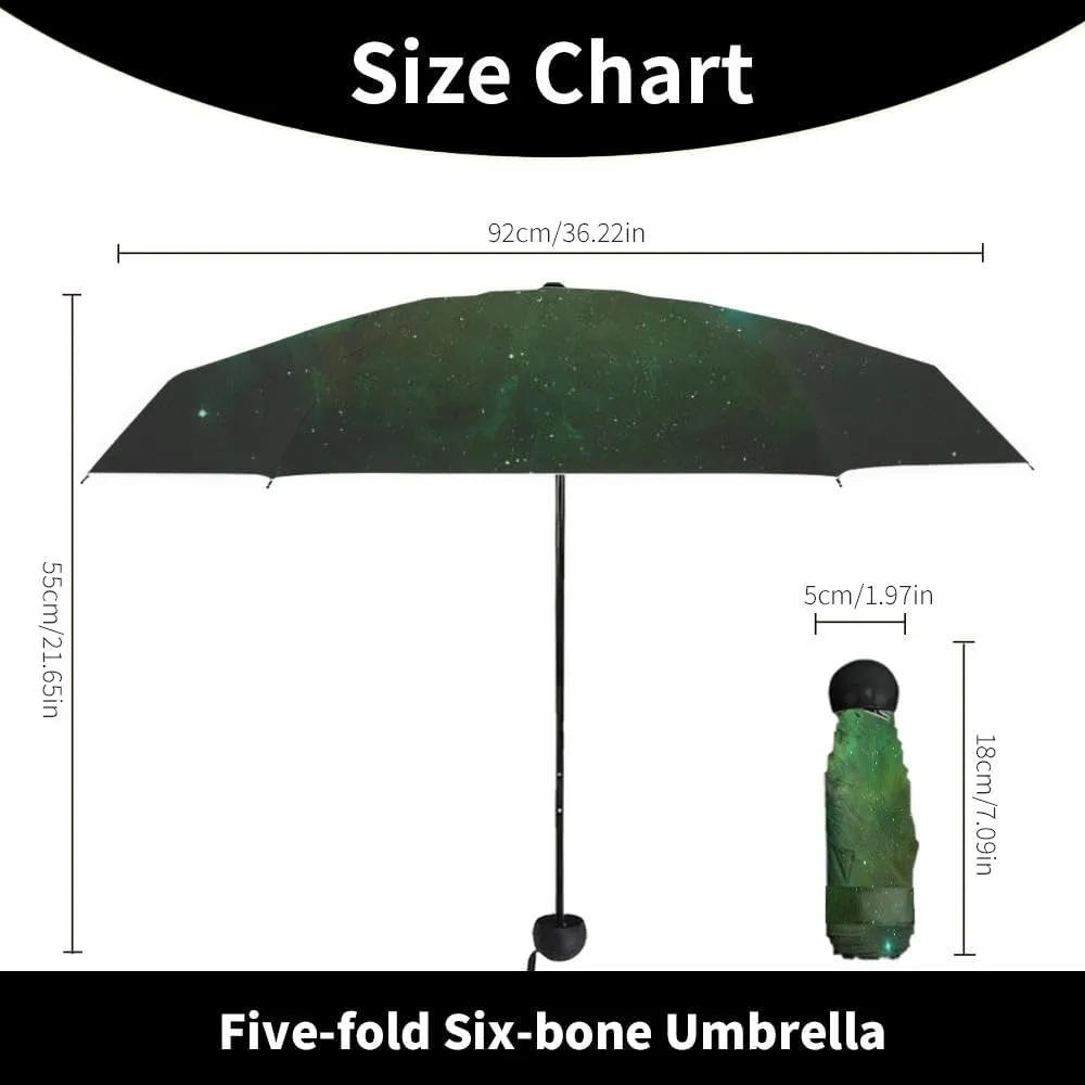 Travel Umbrella for Rain Windproof Majestic view sea and moon at night Cute Portable Compact Mini Umbrella for Women Purse Backpack Car Black Sun UV Protection