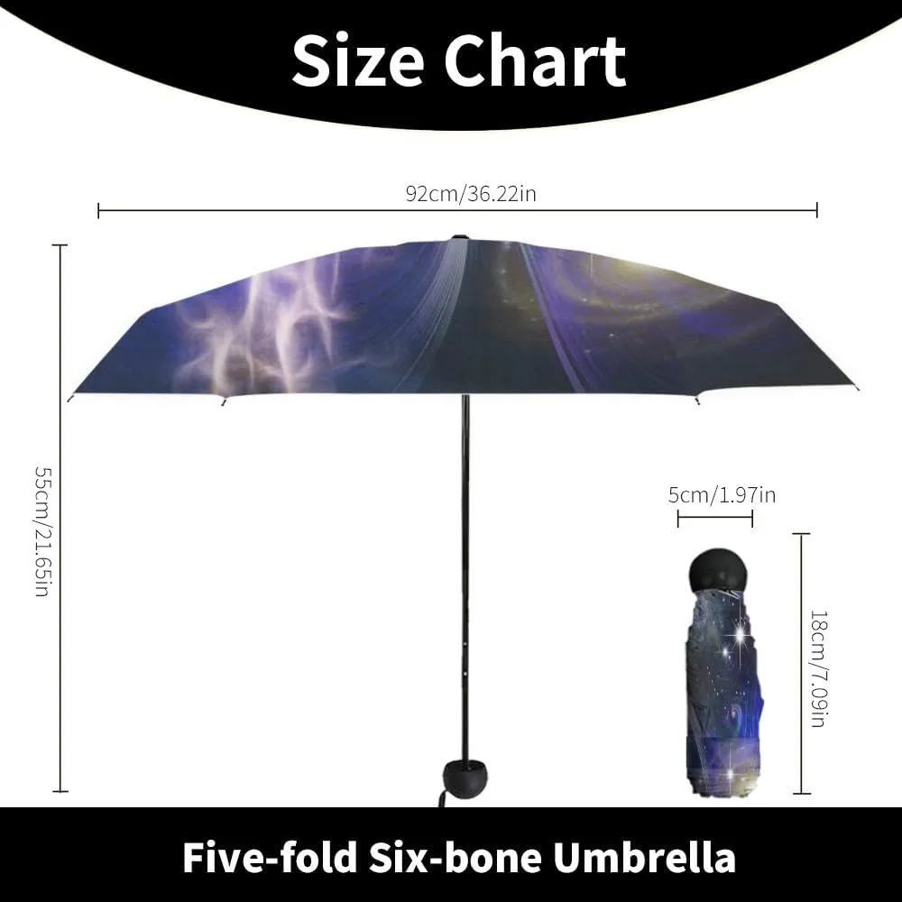 Travel Umbrella for Rain Windproof Moon over the pond Cute Portable Compact Mini Umbrella for Women Purse Backpack Car Black Sun UV Protection