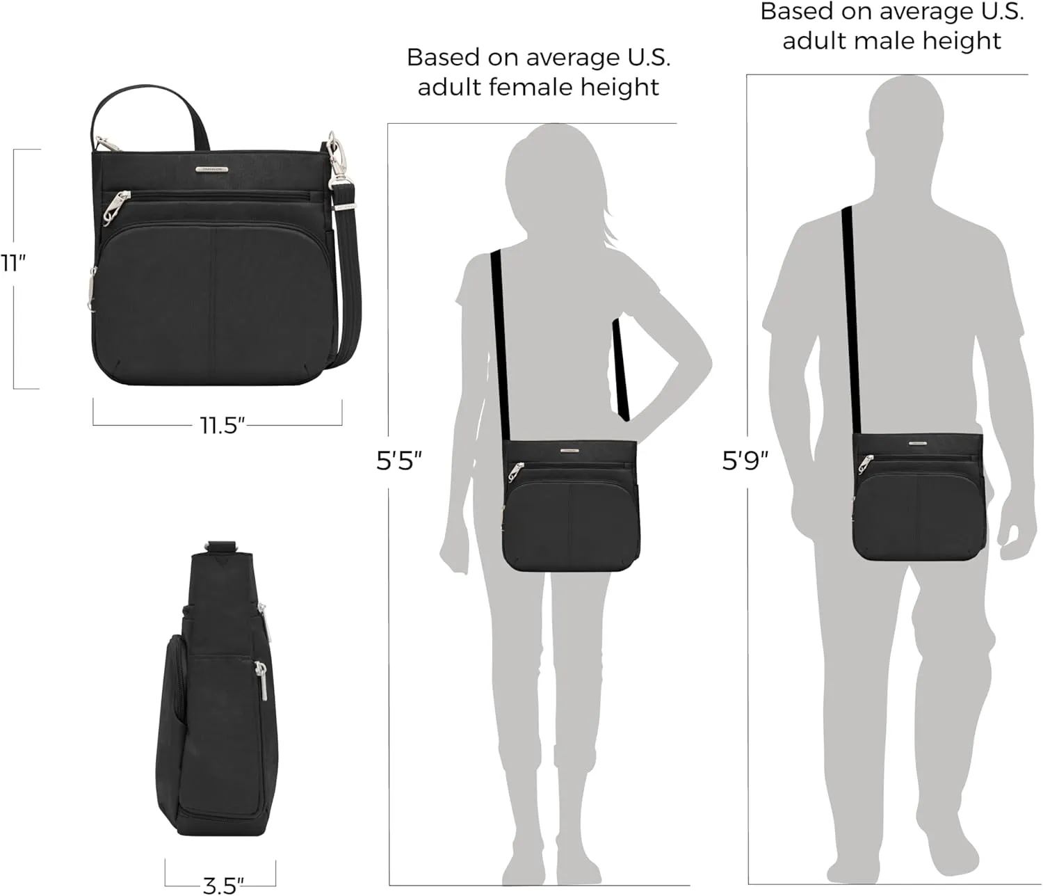 Travelon Anti-Theft Classic North/South Crossbody Bag