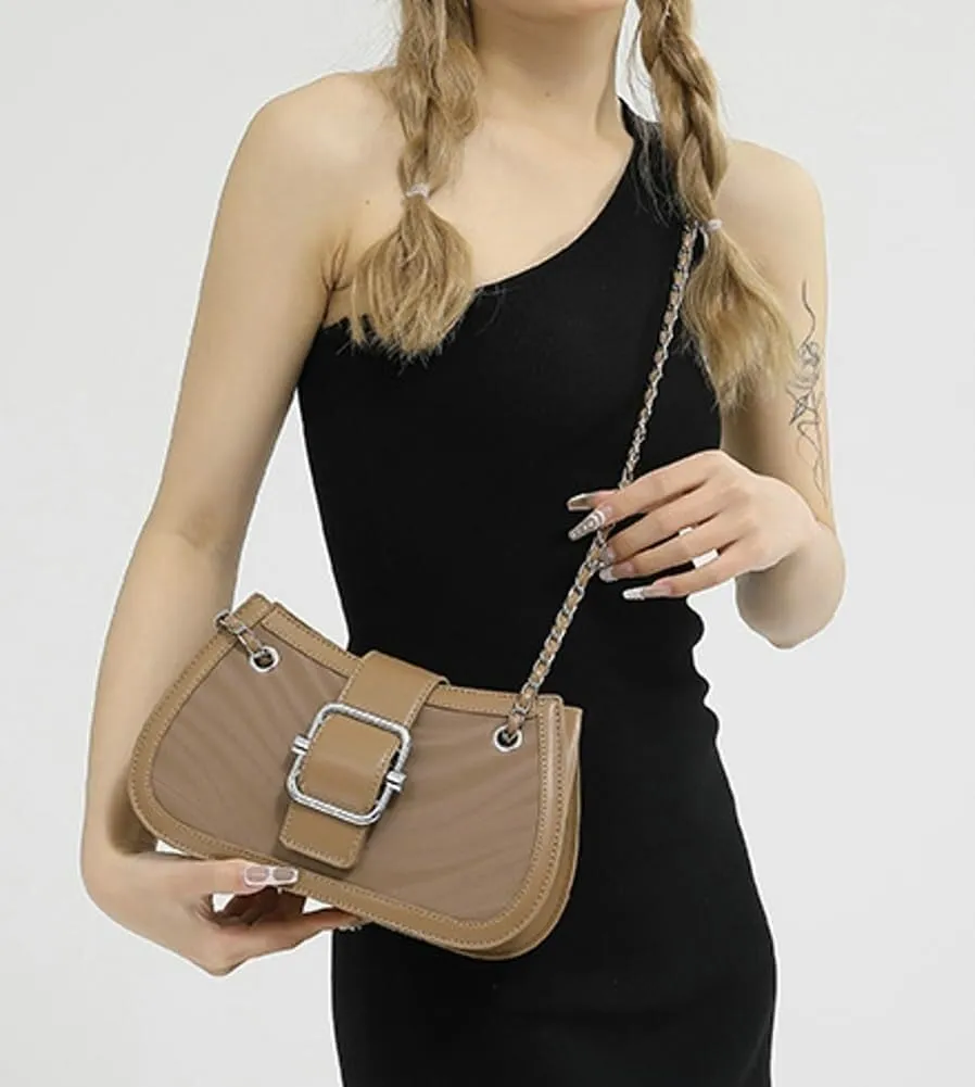 Trendy 2025 Vegan Leather Shoulder Bag for Women: Y2k Crossbody Hobo Tote with Top Handle Satchel Style