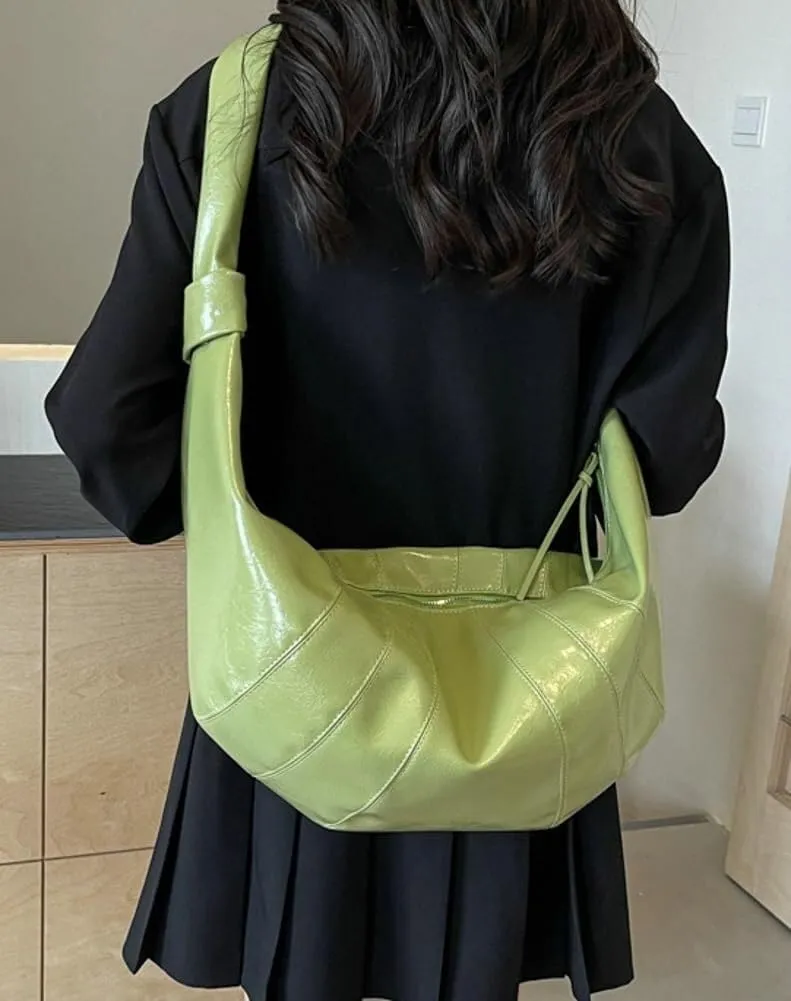 Trendy Soft Vegan Leather Crossbody & Shoulder Tote Bag for Women Dumpling Hobo Handbag Featuring a Top Handle Satchel