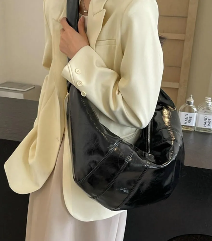 Trendy Soft Vegan Leather Crossbody & Shoulder Tote Bag for Women Dumpling Hobo Handbag Featuring a Top Handle Satchel