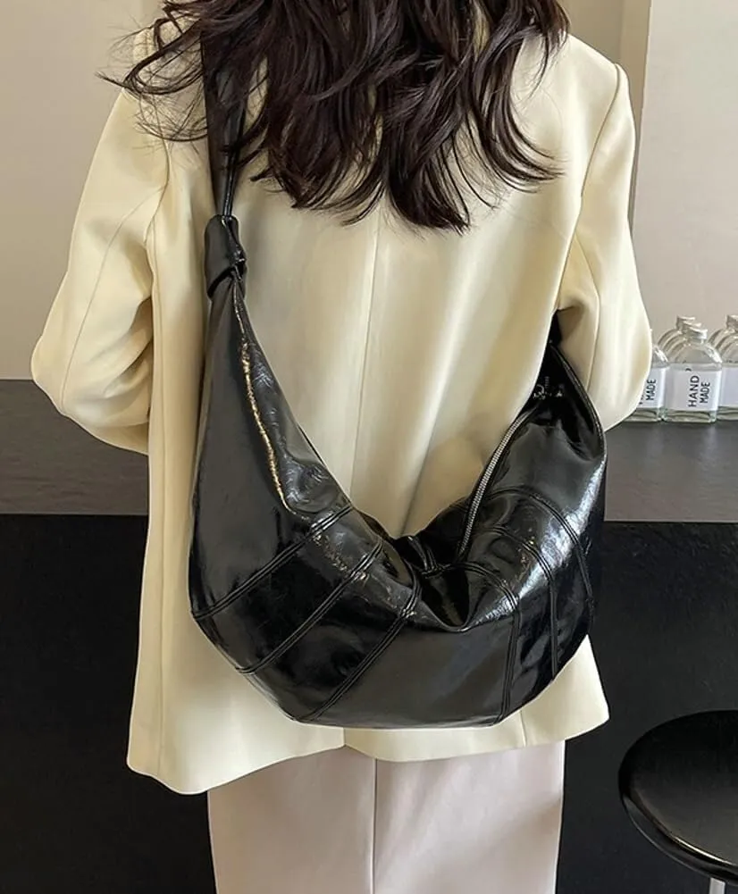 Trendy Soft Vegan Leather Crossbody & Shoulder Tote Bag for Women Dumpling Hobo Handbag Featuring a Top Handle Satchel