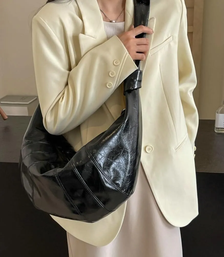 Trendy Soft Vegan Leather Crossbody & Shoulder Tote Bag for Women Dumpling Hobo Handbag Featuring a Top Handle Satchel