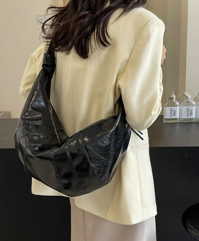 Trendy Soft Vegan Leather Crossbody & Shoulder Tote Bag for Women Dumpling Hobo Handbag Featuring a Top Handle Satchel