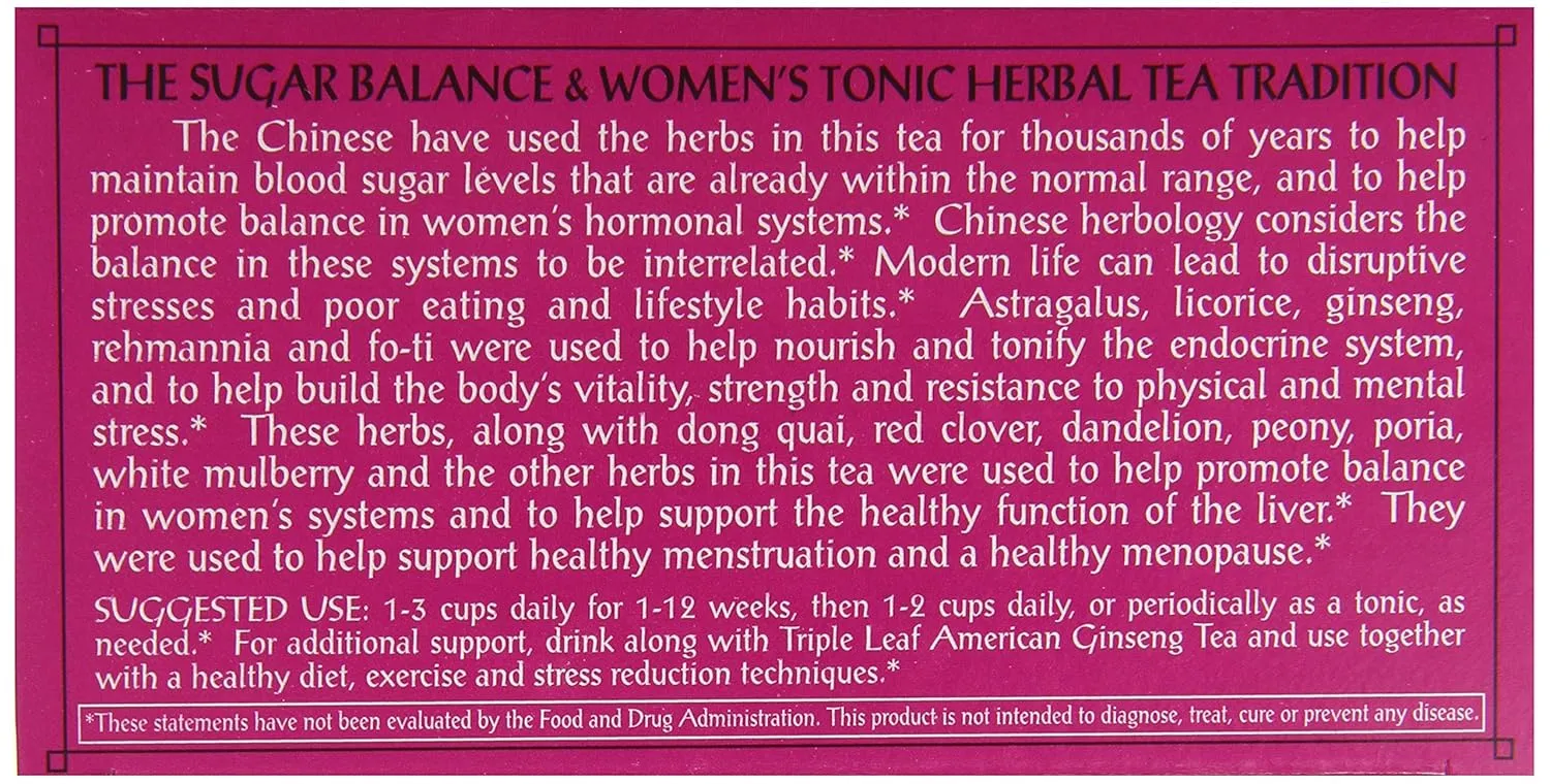 Triple Leaf Tea, Sugar Balance, 20 Tea Bags (Pack of 6)