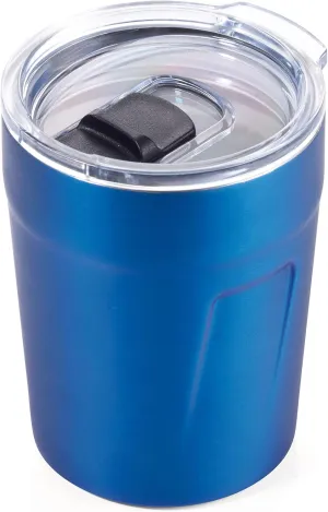 TROIKA Original ESPRESSO DOPPIO CUP65/BL Thermo mug for espresso, coffee, tea travel mug double-walled insulation capacity: max. 160 ml (approx. 5.4 oz) plastic lid, spill-proof