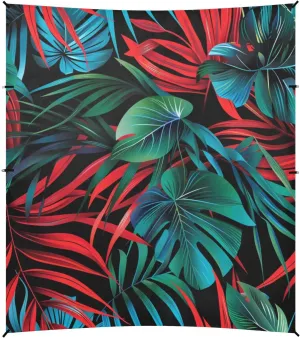 Tropical Leaves Modern Beach Cabana UPF50 Water-Resistant Shade Sun Shelter with Sandbags & Sand Shovel for Family Travel