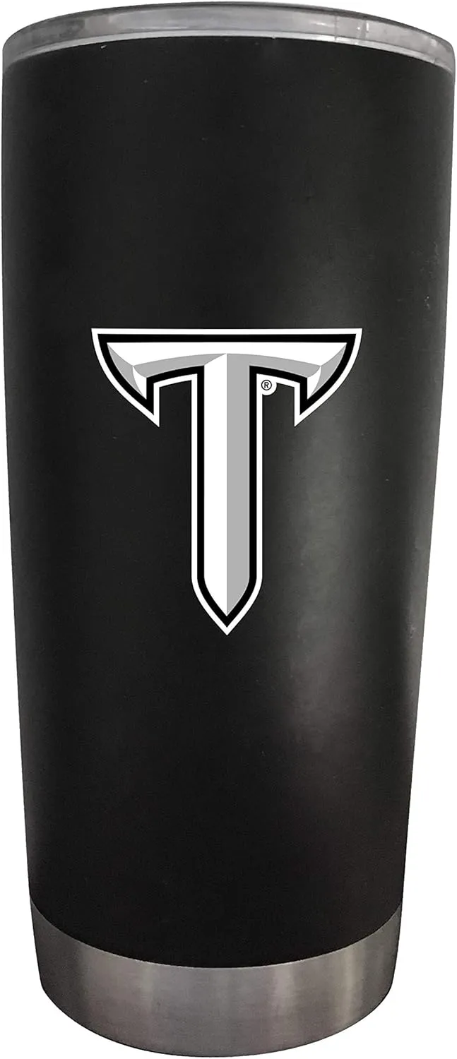Troy University 16 oz Black Insulated Stainless Steel Tumbler Glossy brushed finish Officially Licensed Collegiate Product
